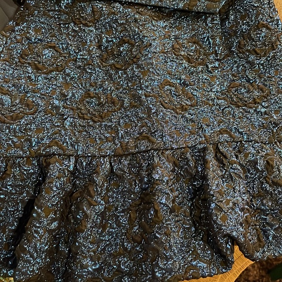 NWT Zara Festive Season Ruffle Metallic Blue On Black Belted Mini Skirt - Picture 11 of 12